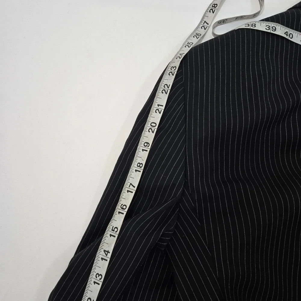 Vintage Tommy Hilfiger Mens Wool Pinstripe Blazer Jacket 40R Red Lining Black